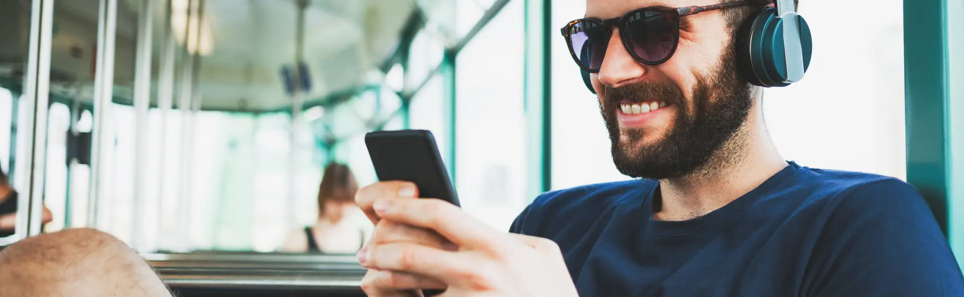 Happy Man checking credit score on mobile