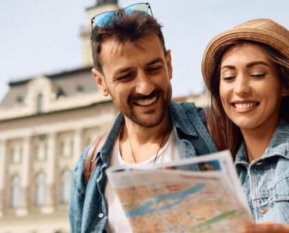 Couple on their dream holiday after securing a travel loan.